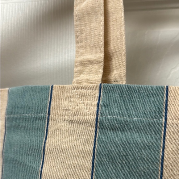 Sezane cotton canvas Tote Bag blue stripe - Picture 4 of 4